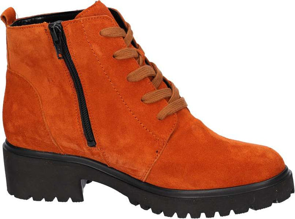 Waldlaufer 716807 orange suede lace up/zip ankle boots