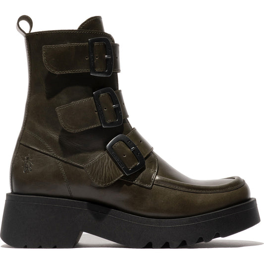 Fly London Mock diesel leather buckle/zip ankle boot