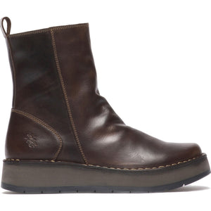 Fly London Ren brown leather zip ankle boot