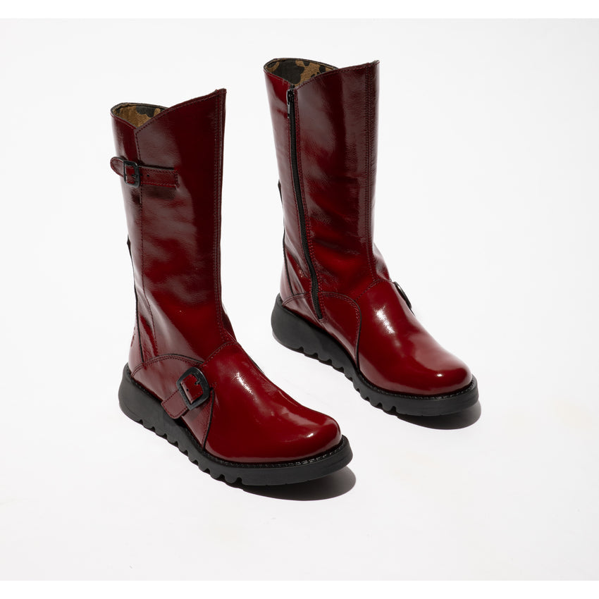 Fly Mes 2 Nappalak Int.Rust Patent Leather Mid calf boot