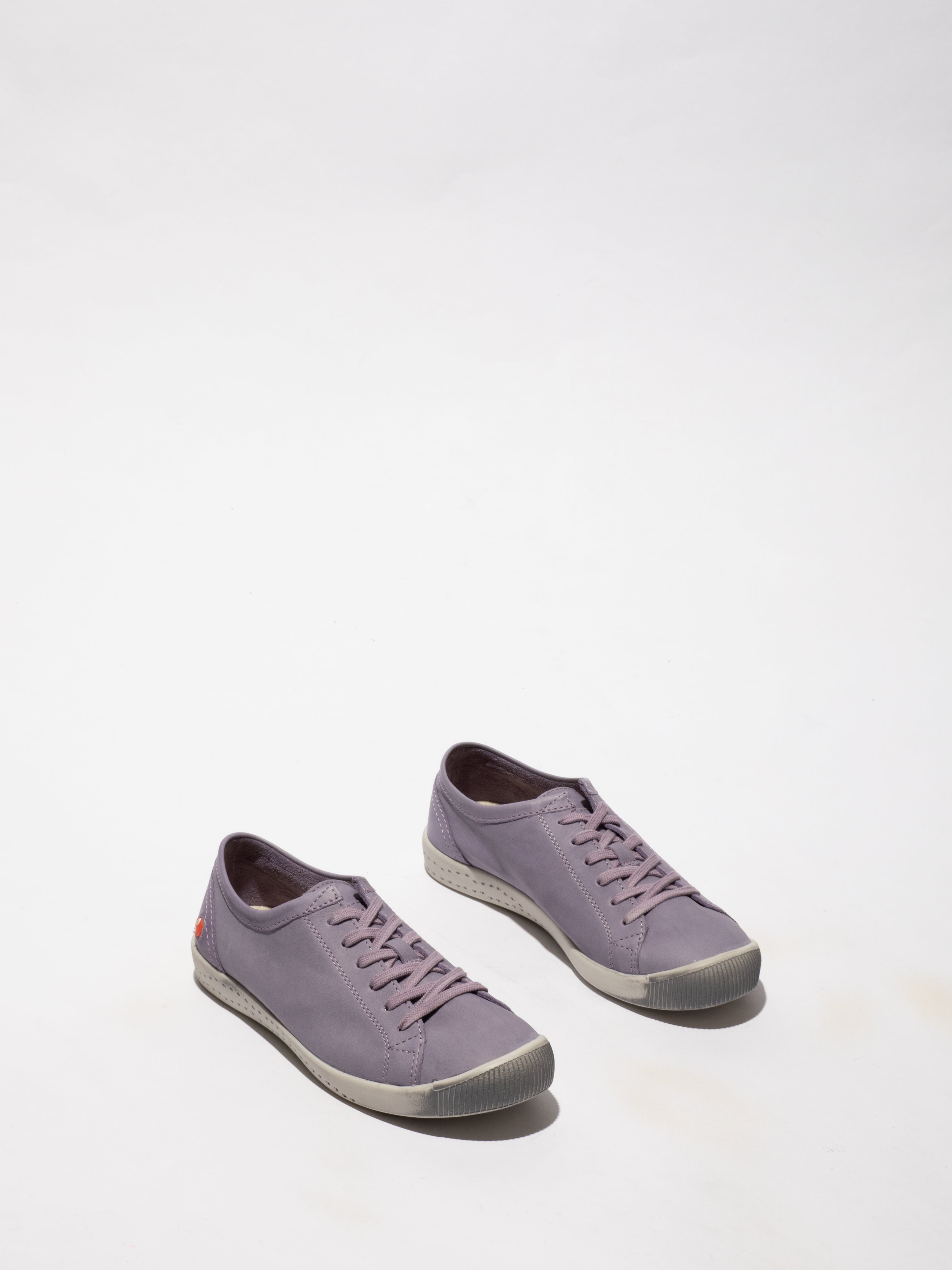 Softinos Isla washed leather Lavender lace up trainer