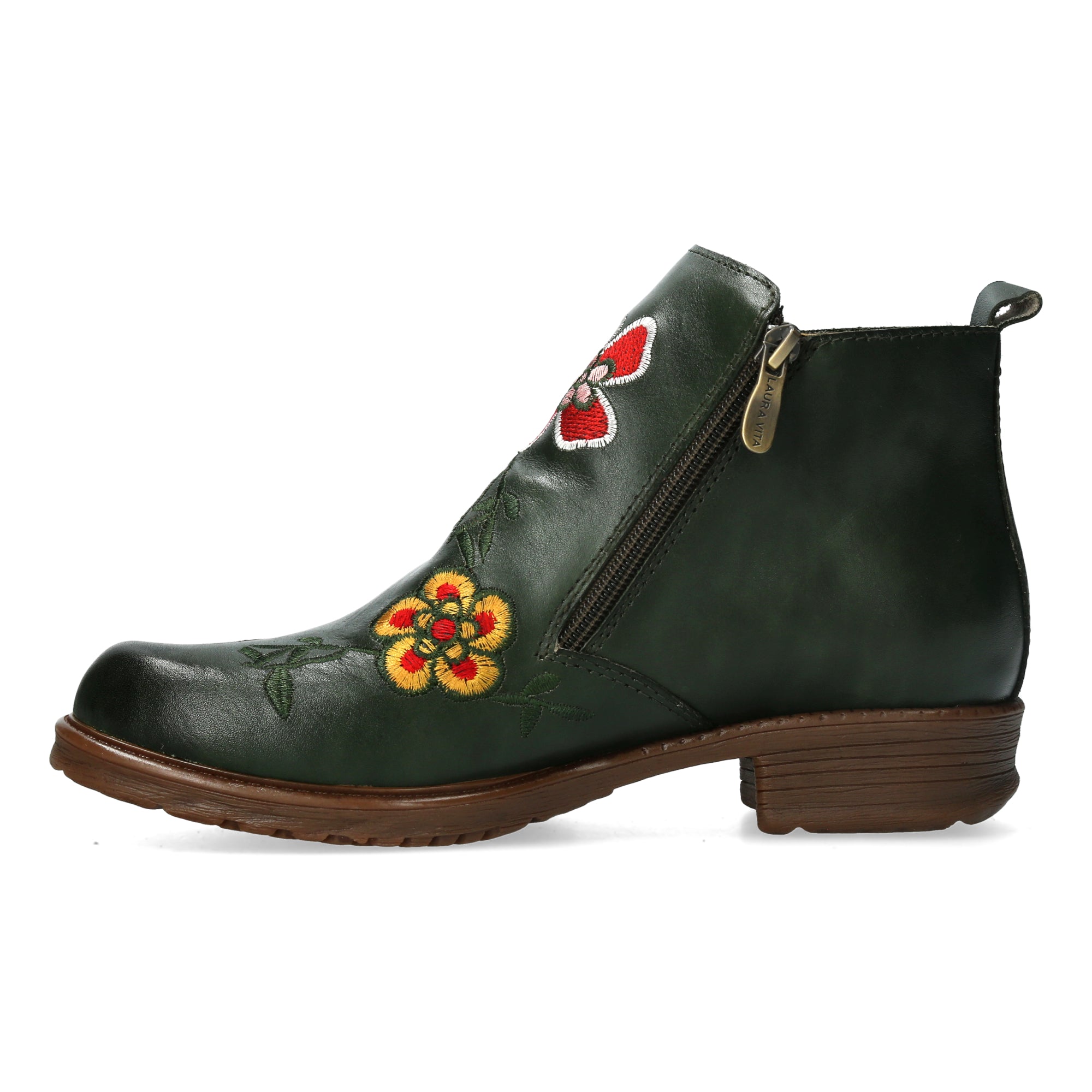 Laura Vita Tholos Kaki zip ankle boot