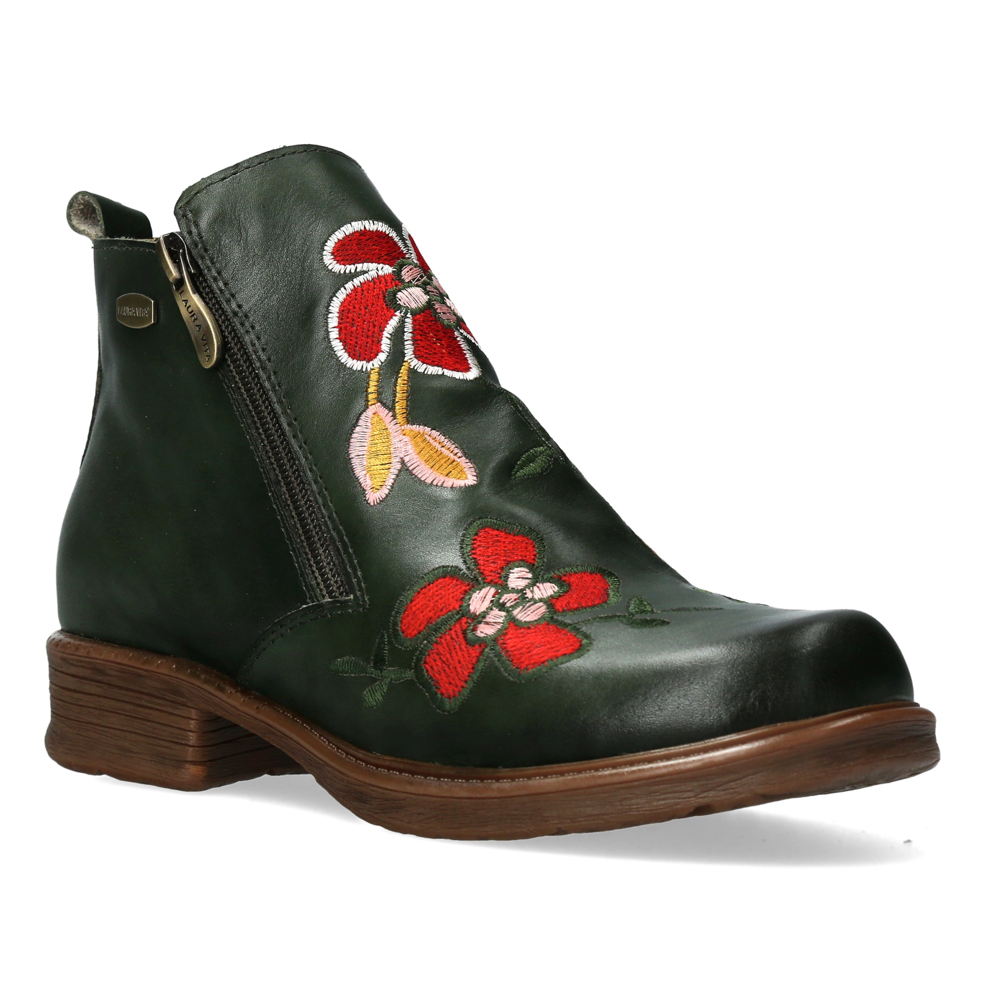 Laura Vita Tholos Kaki zip ankle boot