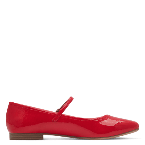 Tamaris patent red buckled flats