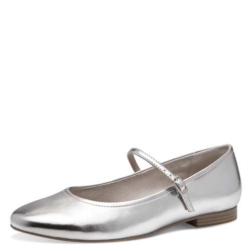Tamaris silver buckle flats