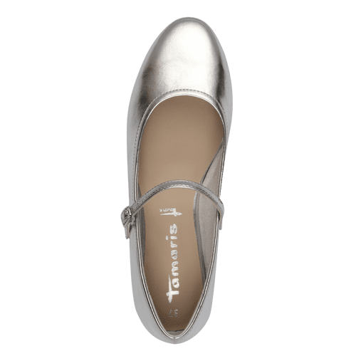 Tamaris silver buckle flats