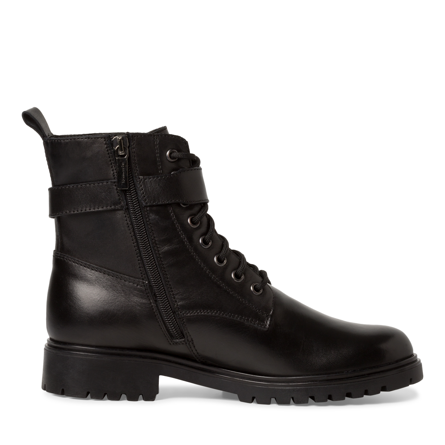 Tamaris 1-25249-41 black leather lace up boot