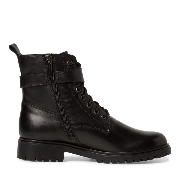 Tamaris 1-25249-41 black leather lace up boot