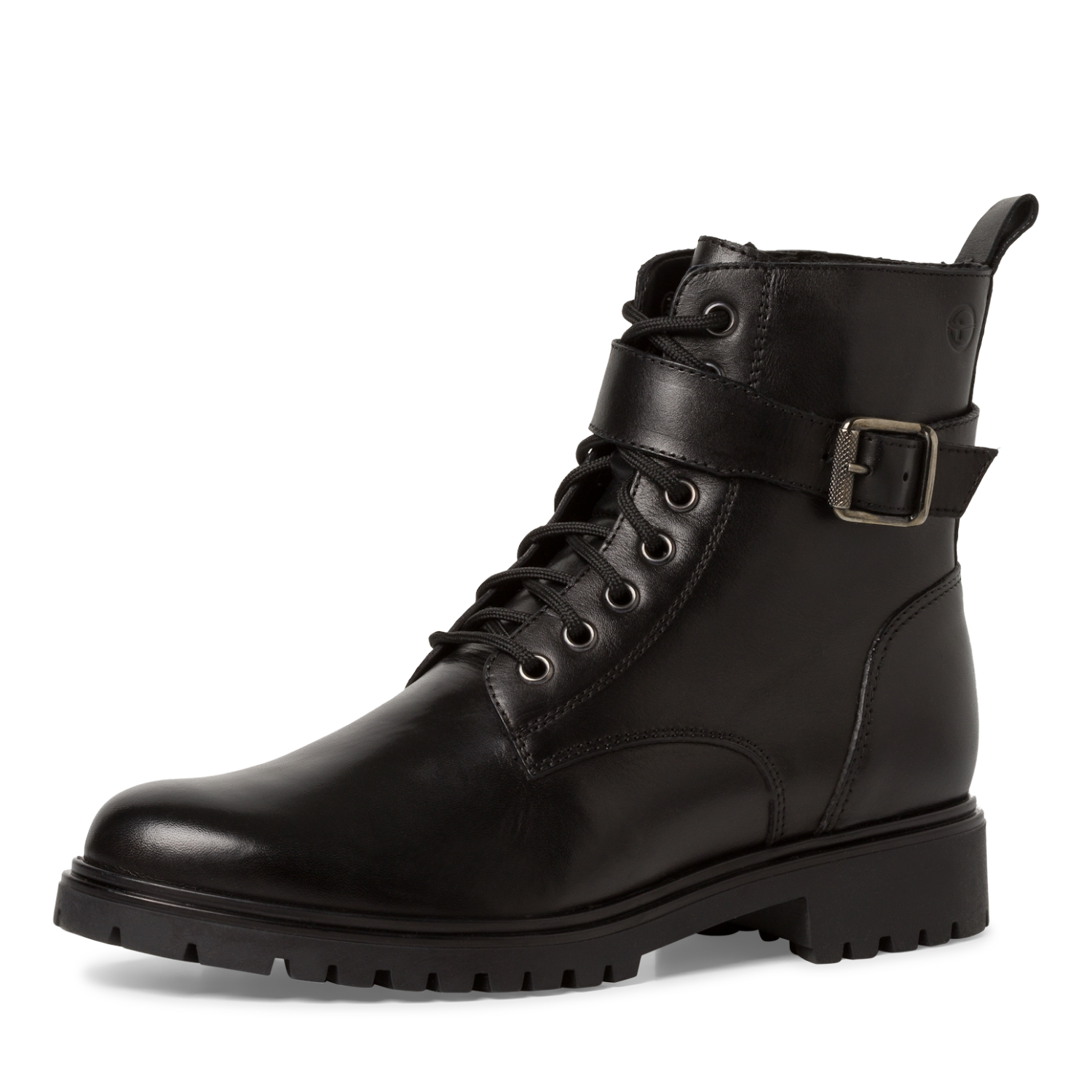 Tamaris 1-25249-41 black leather lace up boot