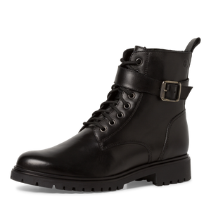 Tamaris 1-25249-41 black leather lace up boot