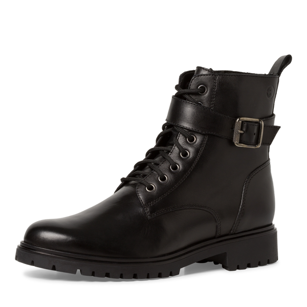 Tamaris 1-25249-41 black leather lace up boot