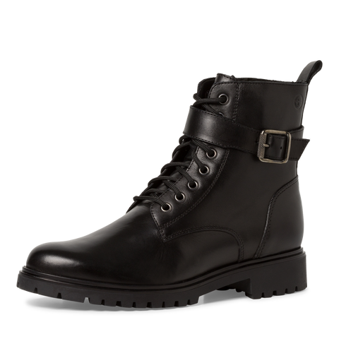 Tamaris 1-25249-41 black leather lace up boot