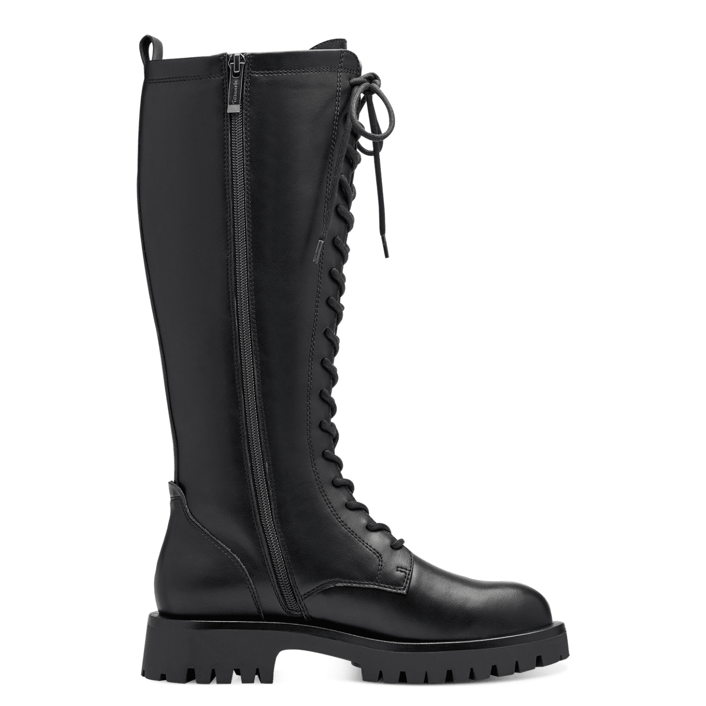 Tamaris 1-25609 black lace up/zip knee high boot