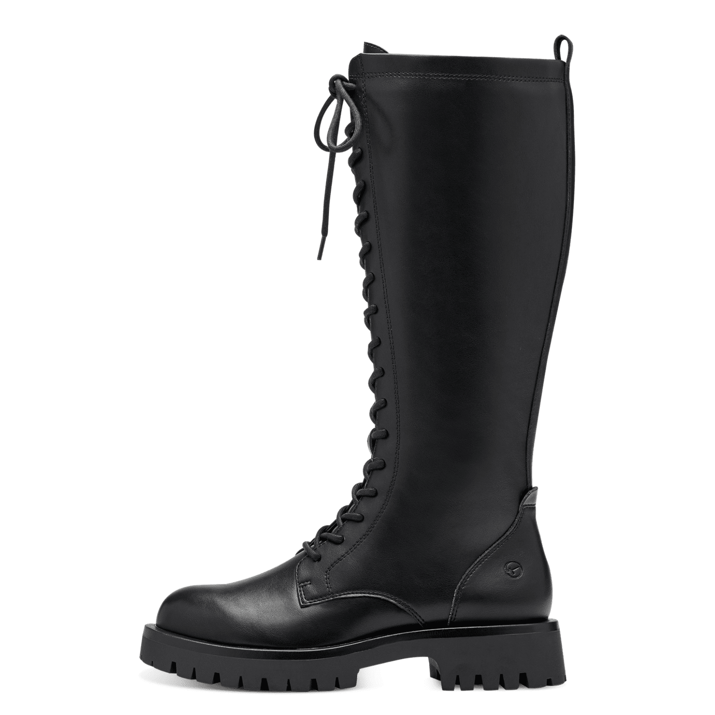 Tamaris 1-25609 black lace up/zip knee high boot
