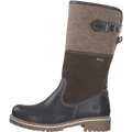 Tamaris 1-26432 brown leather and wool mid high zip boot