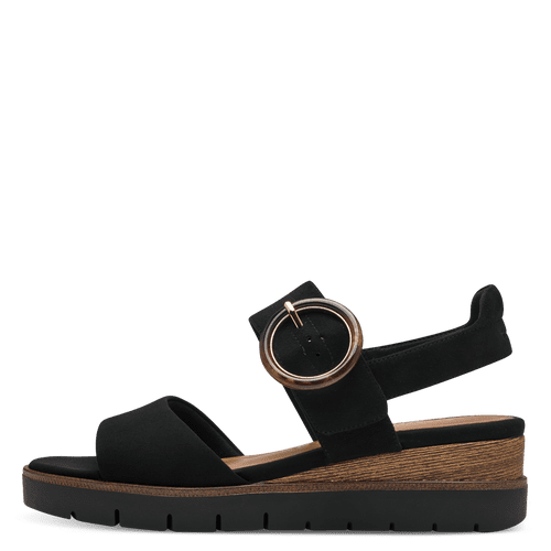 Tamaris 1-28206 black suede two strap sandal