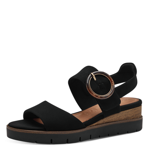 Tamaris 1-28206 black suede two strap sandal