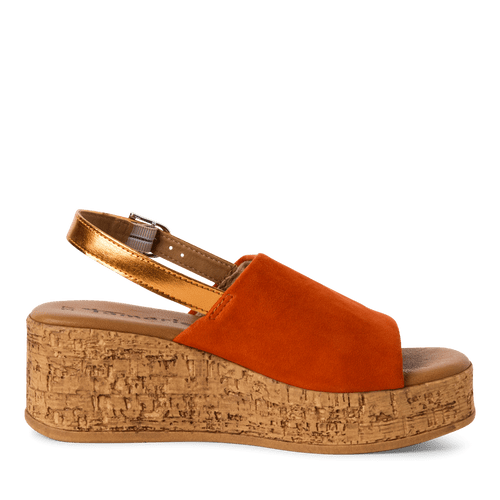 Tamaris orange wedge sandals