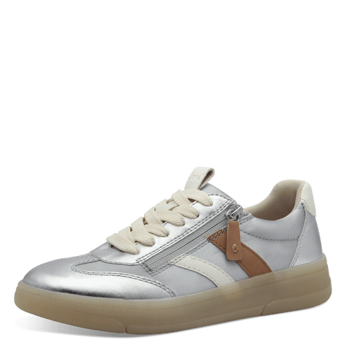 Jana silver lace up with zip trainer