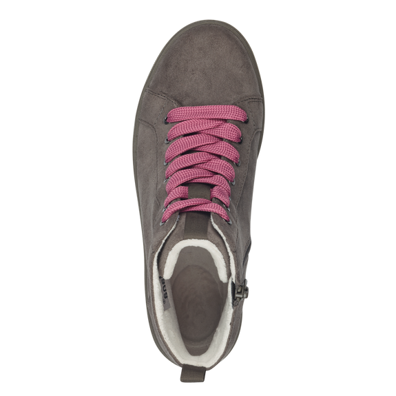 Jana 8-25280 Vegan grey/old rose side zip high top