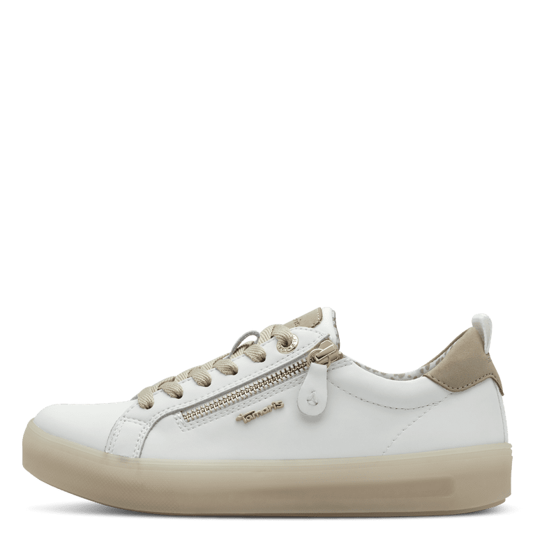 8-83707-42-130 Tamaris Comfort white/beige lace up trainer