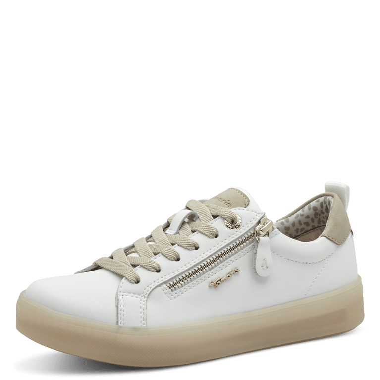 8-83707-42-130 Tamaris Comfort white/beige lace up trainer