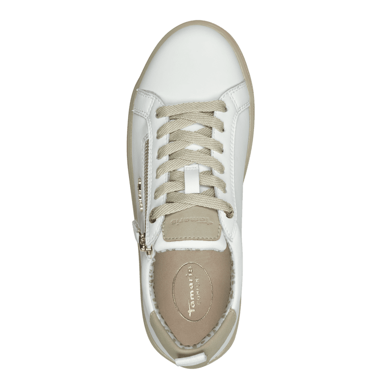8-83707-42-130 Tamaris Comfort white/beige lace up trainer