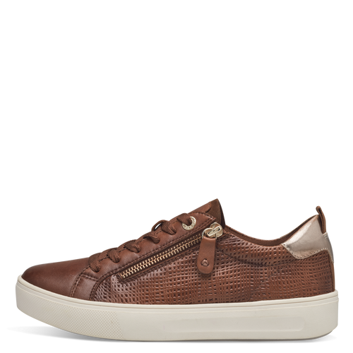 Tamaris comfort cognac leather lace /zip trainer