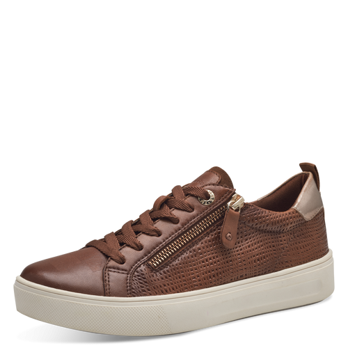 Tamaris comfort cognac leather lace /zip trainer