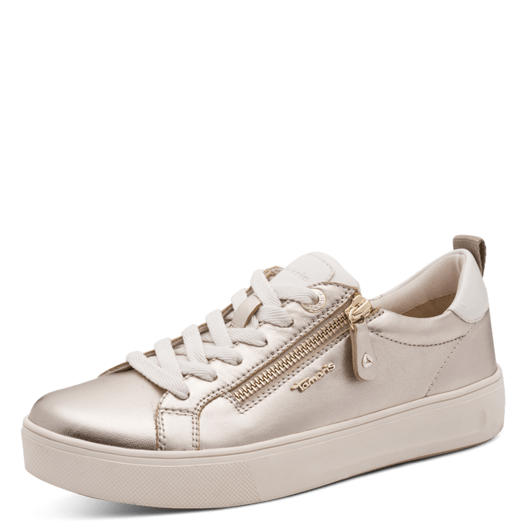 8-83707-42-909 Tamaris Comfort Light gold lace up trainer
