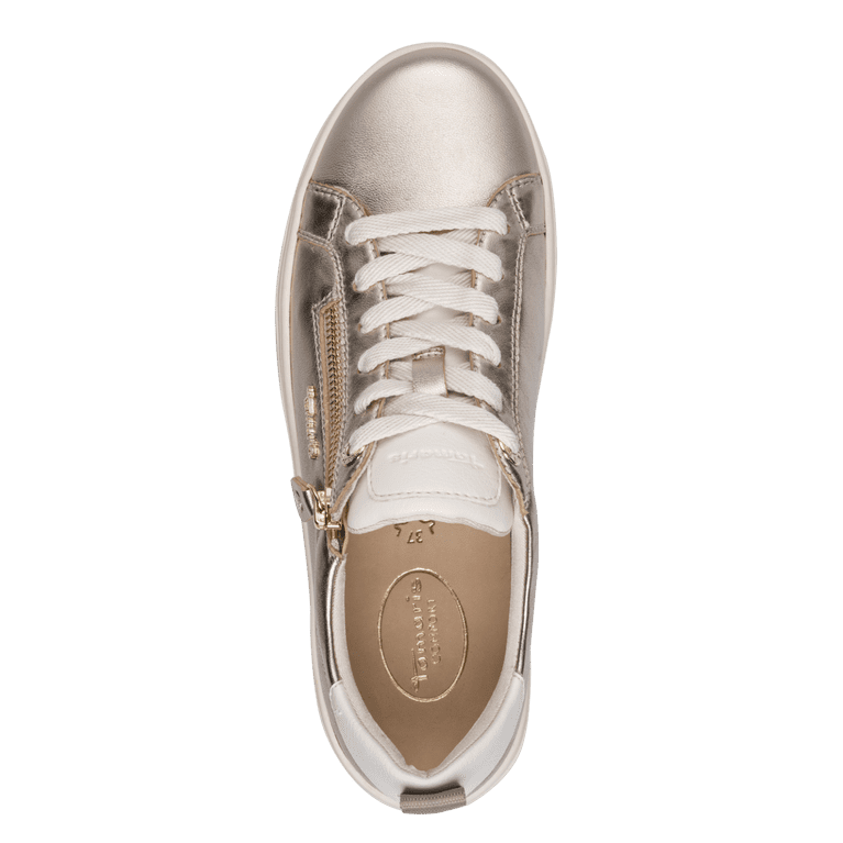 8-83707-42-909 Tamaris Comfort Light gold lace up trainer