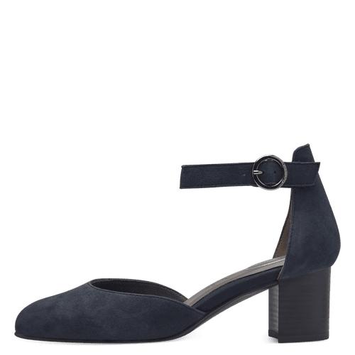 Tamaris comfort 84402 navy suede velcro ankle strap shoe