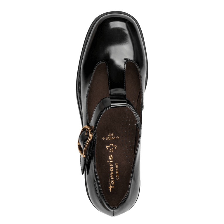 Tamaris Comfort 8-84706-47-018 Black Patent T-bar shoe