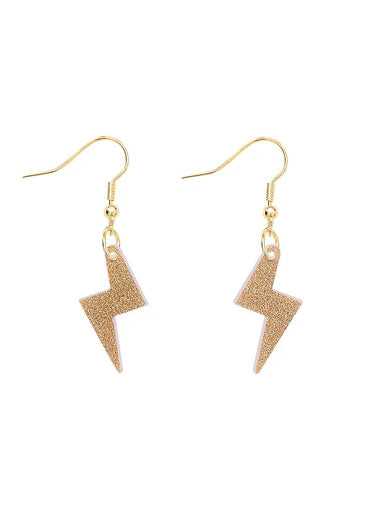 Tatty Devine bolt charm earrings glitter gold