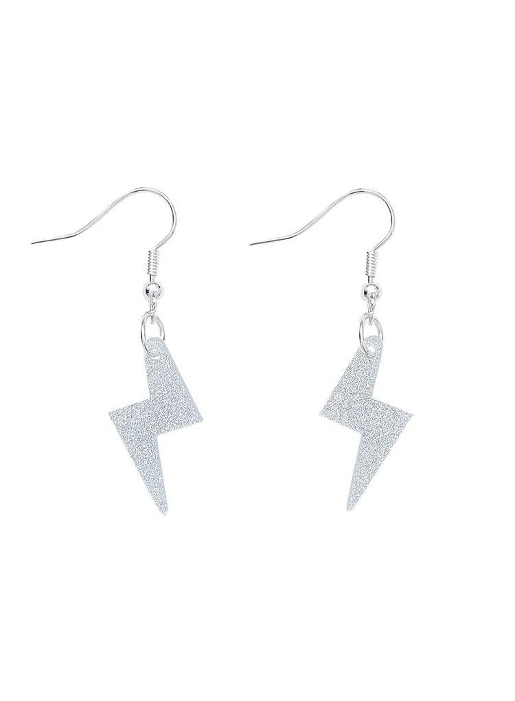 Tatty Devine bolt charm earrings glitter silver