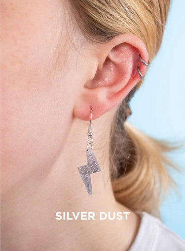 Tatty Devine bolt charm earrings glitter silver