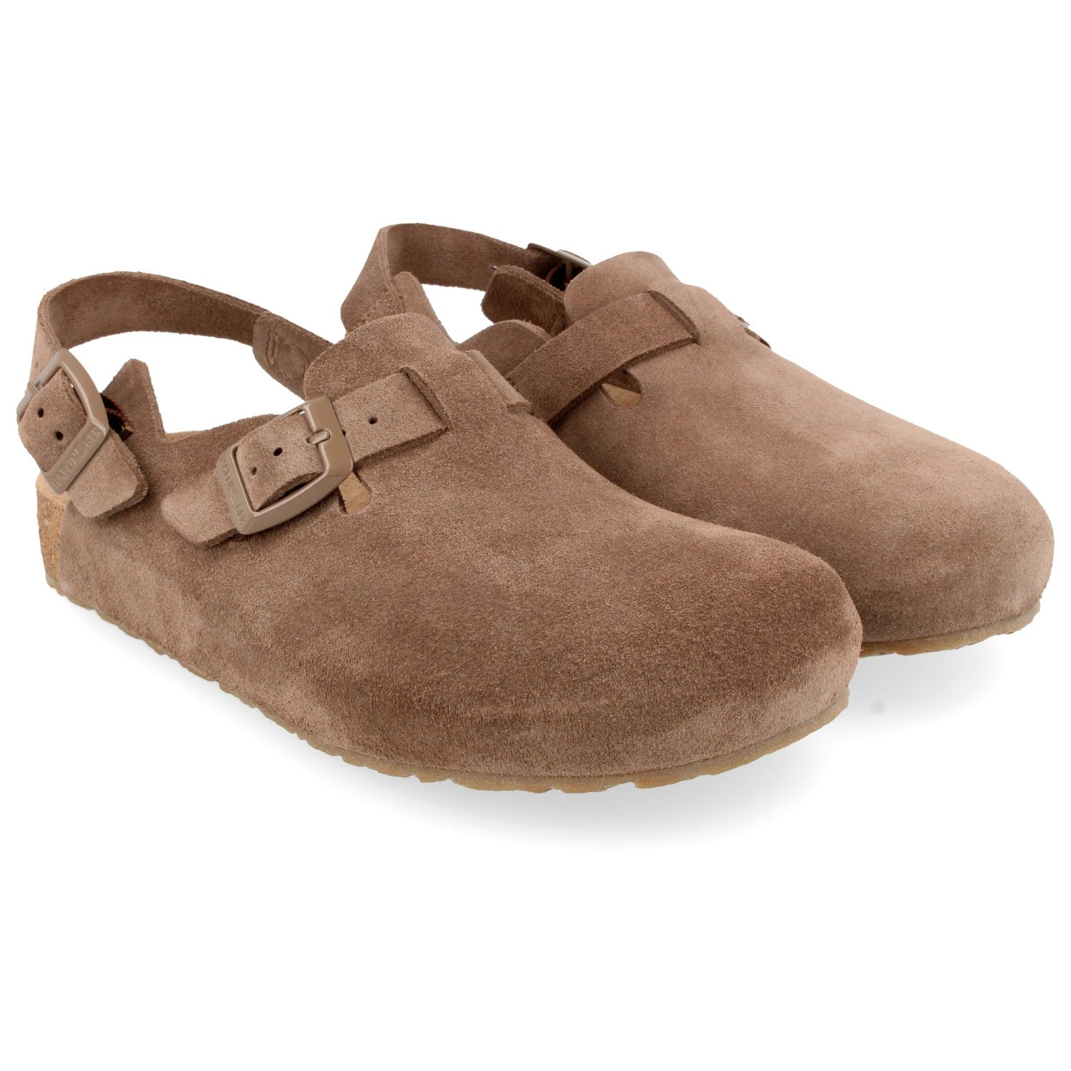 Haflinger Faro Greige suede cork footbed adjustable clog
