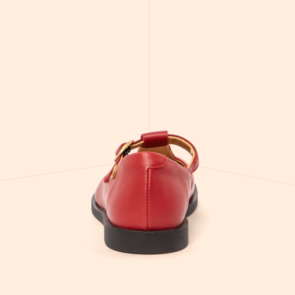 ENL N5873 Soft Nappa Red Buckle T-Bar shoes