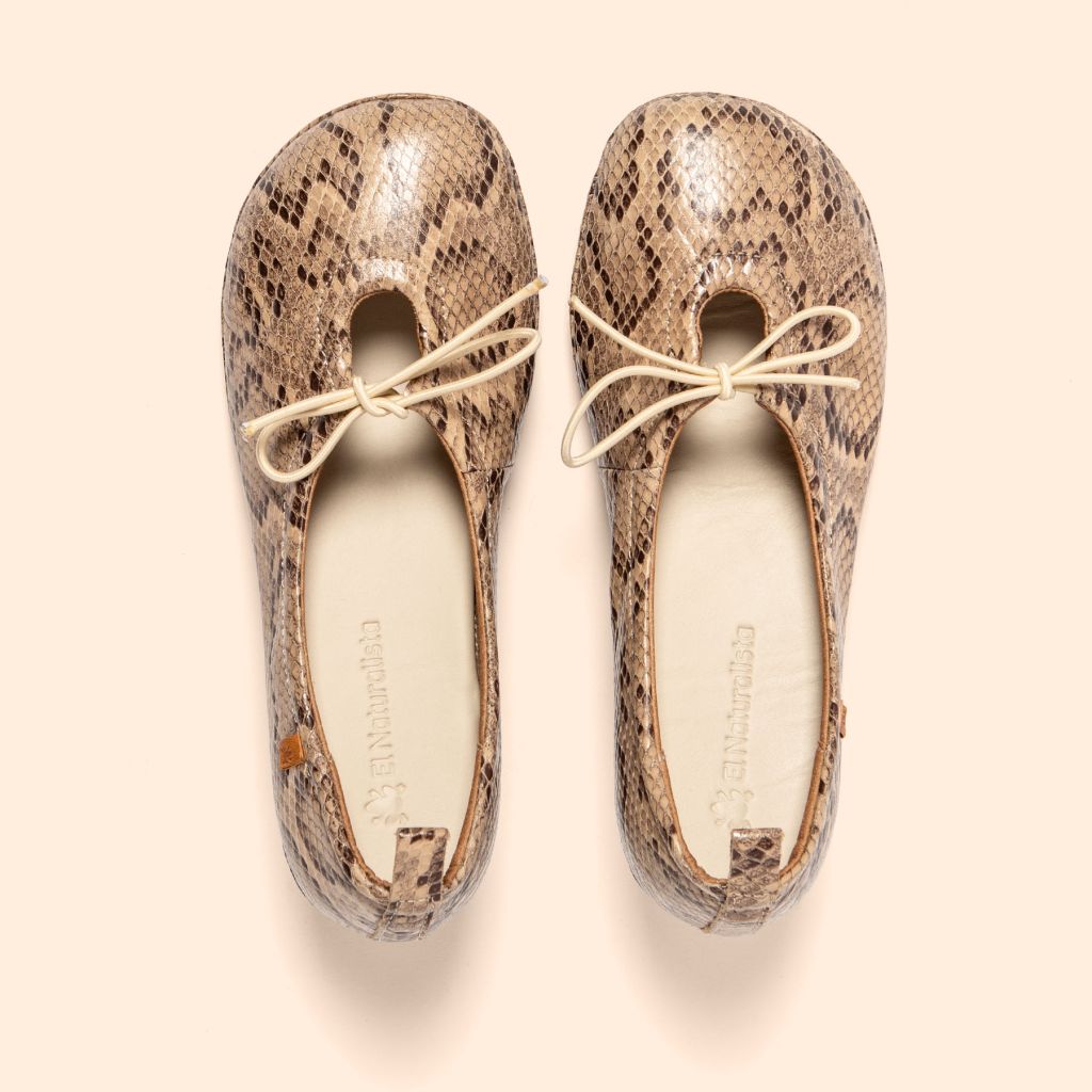 ENL N695 Snake Beig/Alma Heeled ballet slipper