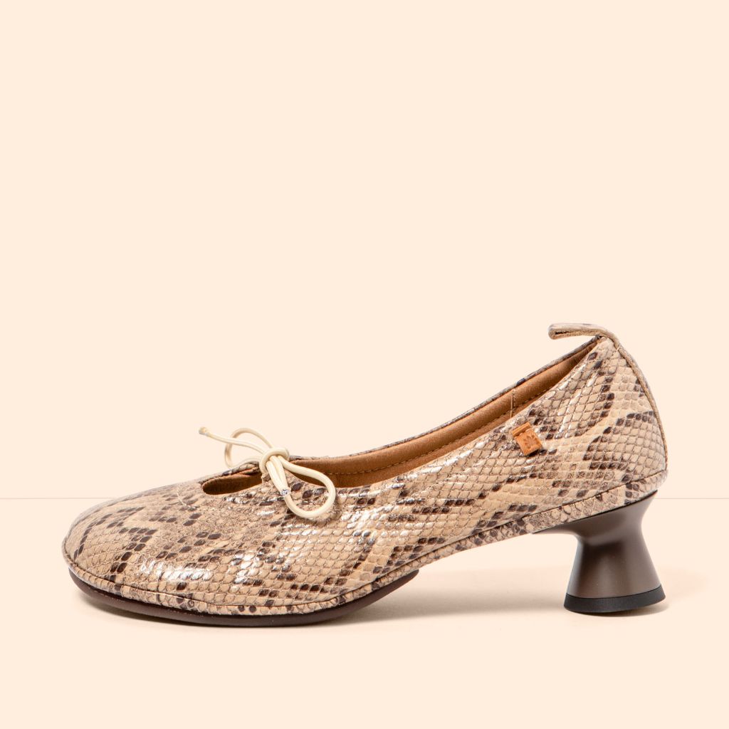 ENL N695 Snake Beig/Alma Heeled ballet slipper