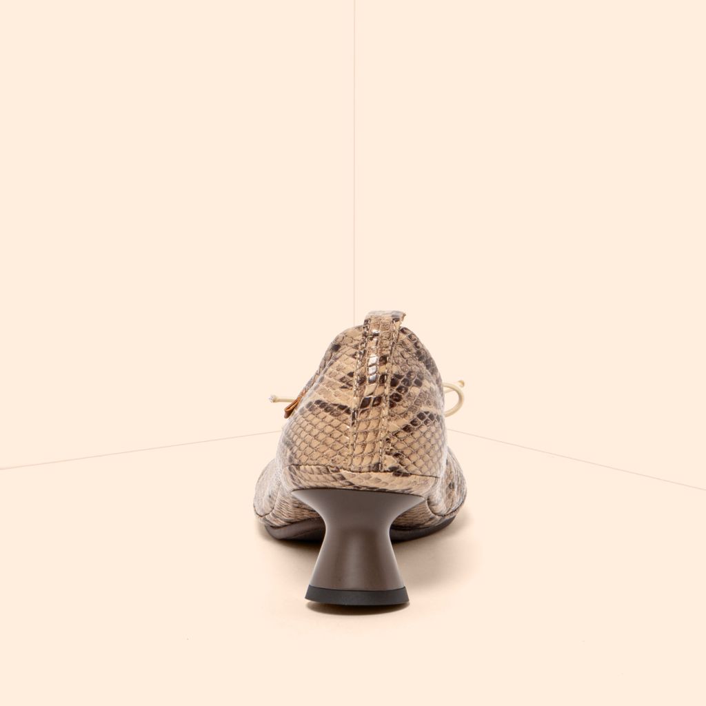 ENL N695 Snake Beig/Alma Heeled ballet slipper
