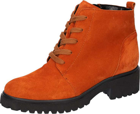 Waldlaufer 716807 orange suede lace up/zip ankle boots