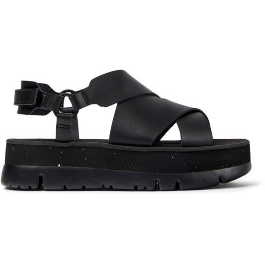 Camper Oruga black leather flatform sandal