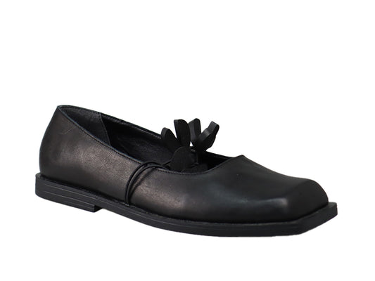 Papucei Hydrus black leather slip on mary jane shoe