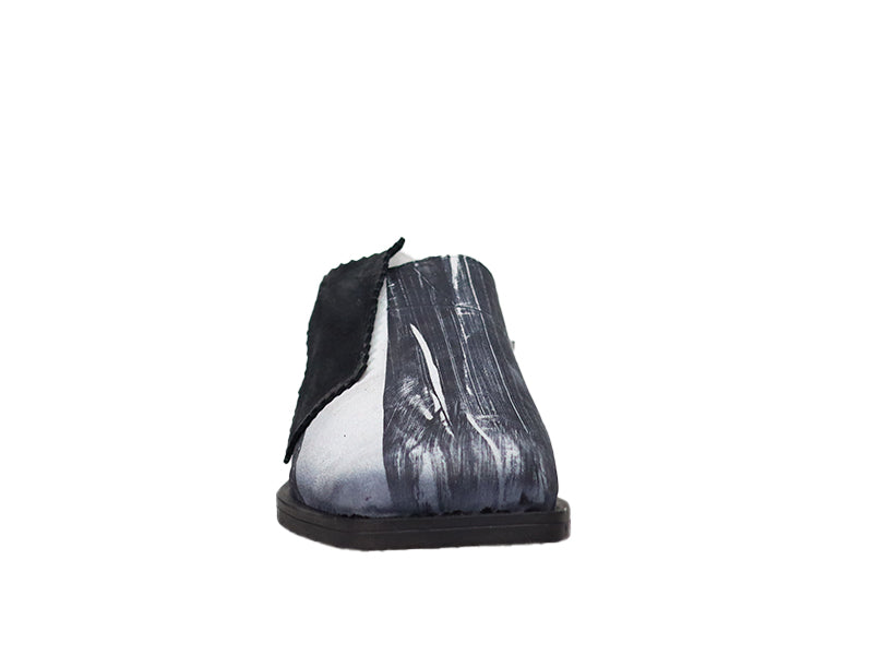 Papucei Hades white and black leather slip on shoe