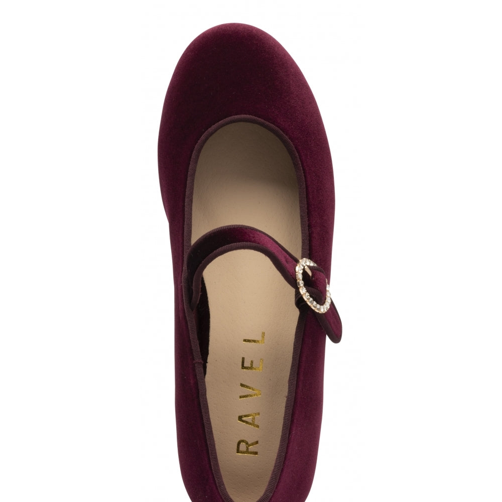 Ravel Caxton Velvelt Burgundy flats