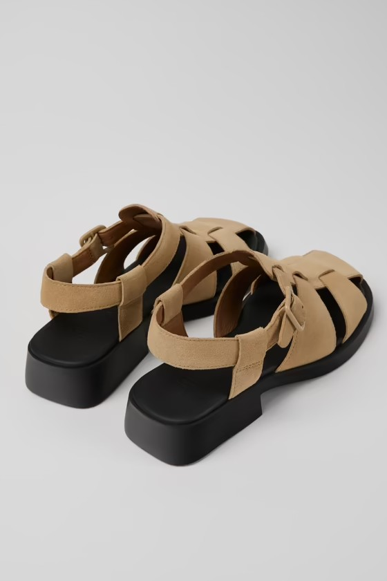 Camper Dana beige nubuck fisherman sandal