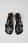 Camper Dana Black leather fisherman sandal