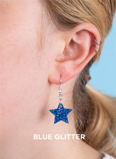 Tatty Devine star charm earrings glitter blue