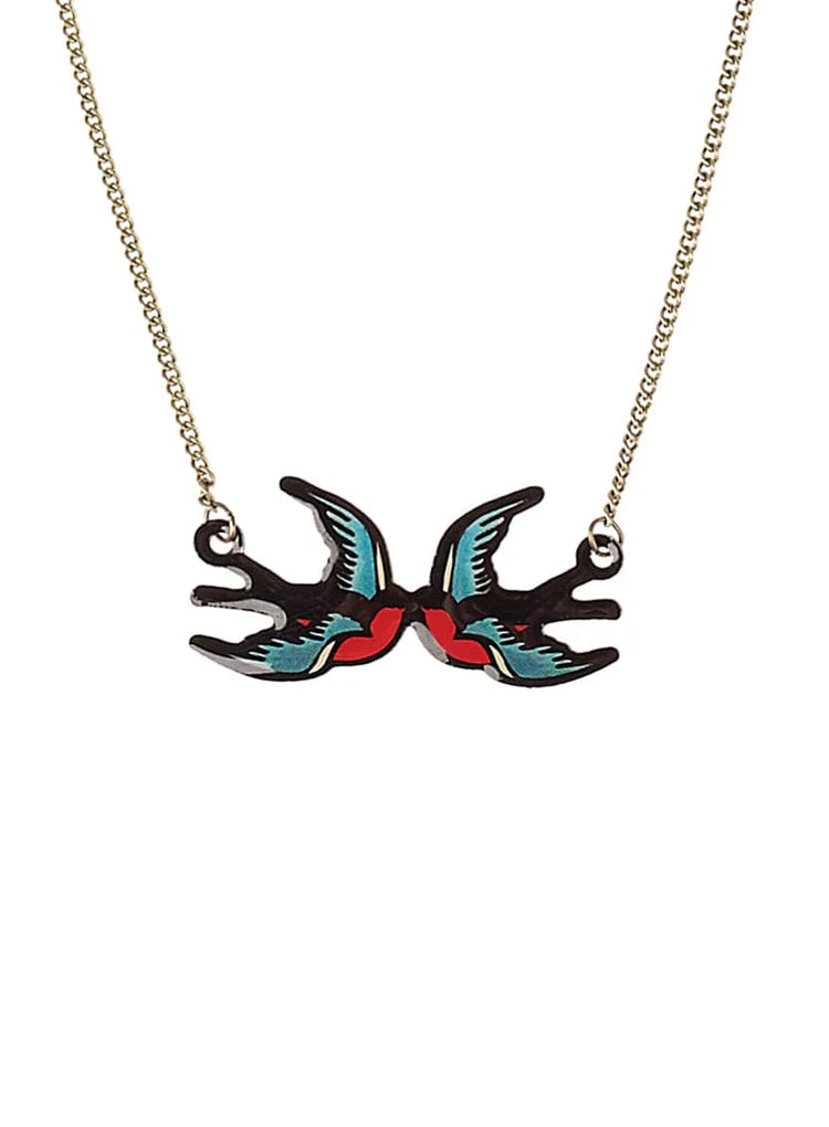 Tatty Devine swallow enamel necklace